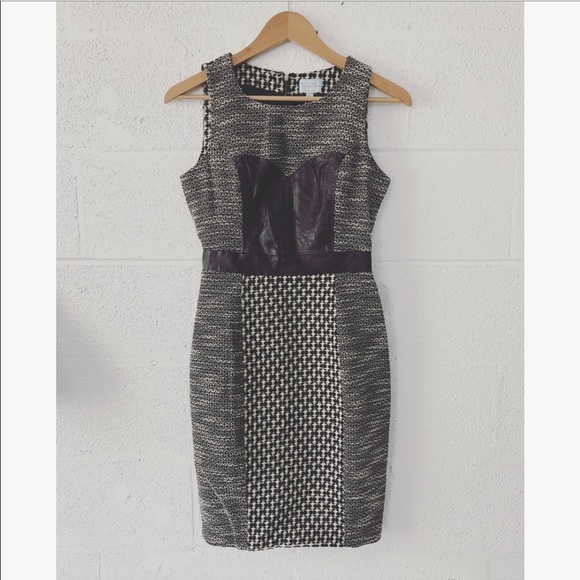 Tracy Reese Dresses & Skirts - Tracy Reese Leather Bodice Tweed dress sz: 2 NWT